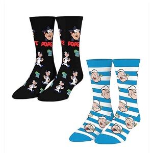 BNWT 2 PAIRS OF ODD SOCKS “POPEYE” COMIC 
CREW LENGTH SOCKS MEN’S LARGE 8-12 WO…